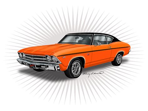 1969 Chevelle Ss 396 Orange Muscle Car Art T Shirt For Sale By Rudy Edwards