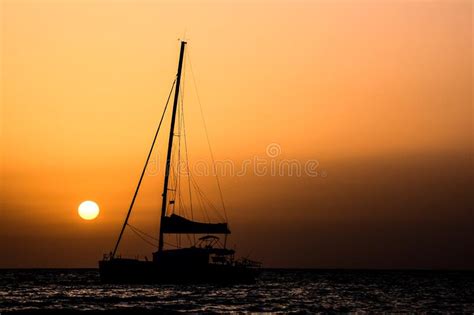 Sail Boat Silhouette At Sunset Stock Image Image Of Yacht Travel