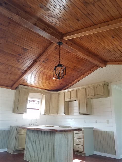 Vaulted Ceilings With White Pine 34 Tandg Boards Stained With Cedar