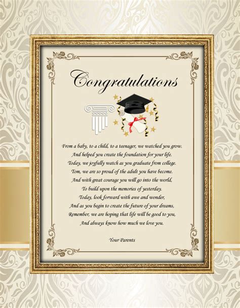 Congratulation College School Graduation T Graduate Parents Mom Dad