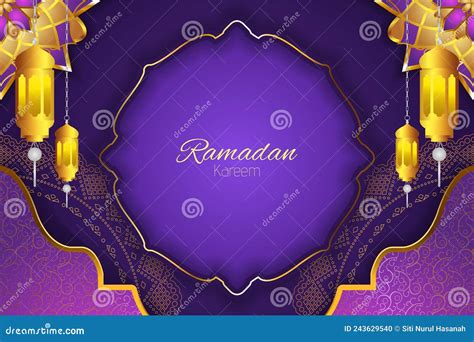 Background Ramadan Kareem Islamic Style Purple Color With Element Stock