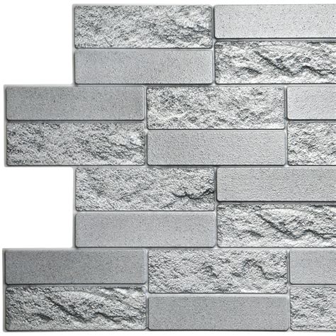 Dundee Decos Grey Faux Cement Brick Pvc 3d Wall Panel 33 Ft X 16 Ft