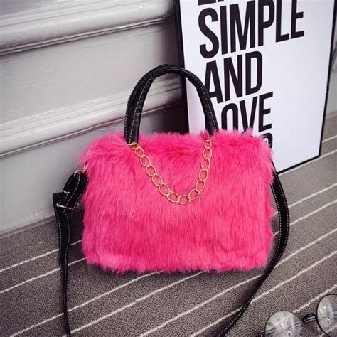 Womens Pink Fur Cat Handle Handbag Just Pink About It Faux Fur