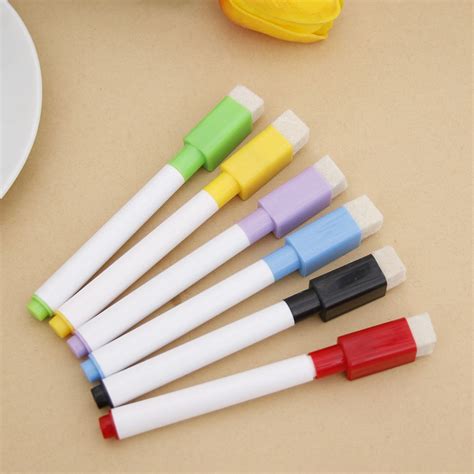 6 Pcslot Coloured Ink Whiteboard Marker Pen Set With Eraser Marker Pen