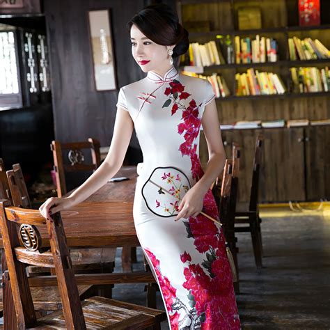 Aliexpress Com Buy Free Shipping Long Cheongsam Floral Cheongsam Dress Chinese Traditional