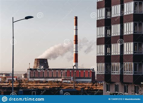 Industrial District View Of The Thermal Power Plant Residential High
