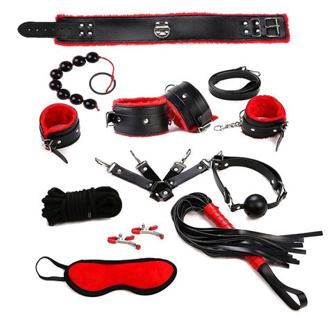 Sex Bondage Kit Set Pcs Sexy Lingerie BDSM Games Leather Set Hand Cuffs Footcuff Whip Rope