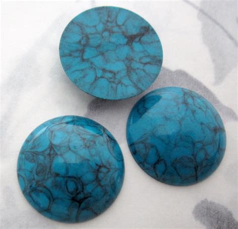 Pitula The Jeweler 6 Pcs Plastic Faux Turquoise Flat Back Cabochons