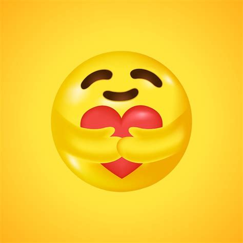 Emoji De Social Media Care Abrazando Un Corazón Símbolo De Cuidado Y