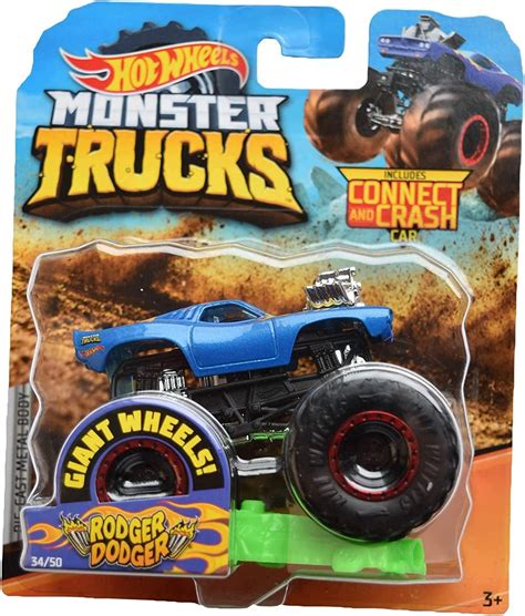 Buy Hot Wheels Monster Jam 164 Scale Rodger Dodger Blue Giant Wheels