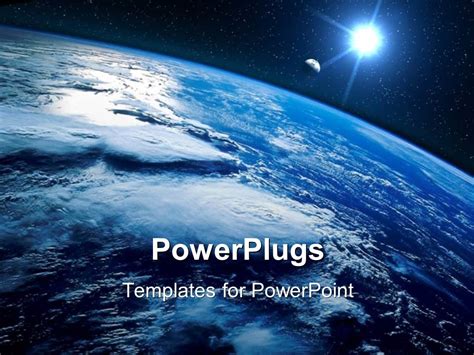 Powerpoint Template Sight Of Earth From The Space And Planet Shining