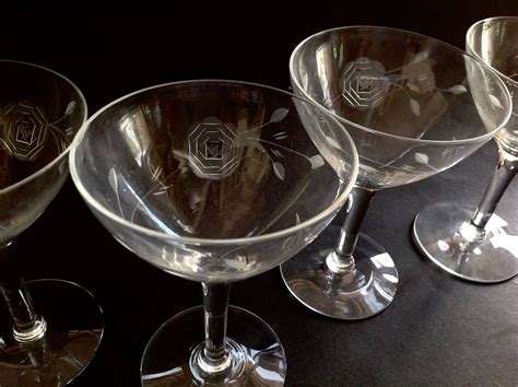 vintage wine glasses etched wine glasses rose by javit etsy
