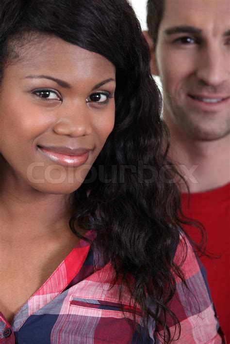 Interracial Couple Smiling Stock Image Colourbox