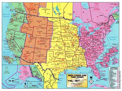 Area Codes And Time Zones Of The United States And