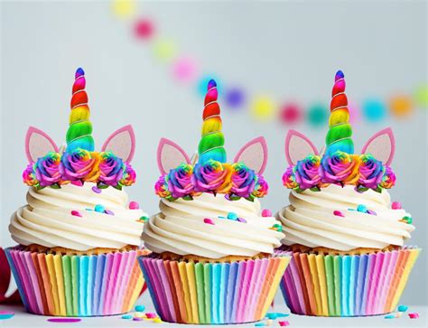 Maybe you would like to learn more about one of these? 12x Rainbow Unicorn Horn and Bright Flowers Edible
