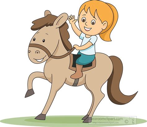 Horse Clipart Clipart Cartoon Little Girl Riding Pony Horse