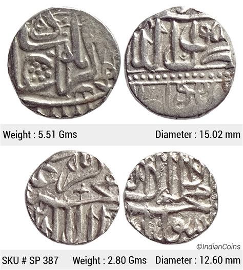 Mughal Akbar Set Of Coins Silver Mahmudi Mahmudi Mulher Mint SP IndianCoins Com