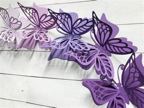 3d Purple Paper Butterfly Cutouts 3d Purple Paper Butterflies Etsy