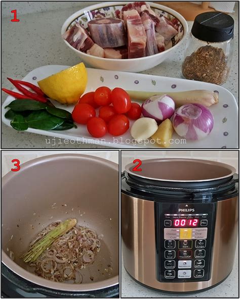Berikut adalah senarai fungsi butang dan tugas yang mampu dilakukannya Titian Perjalanan: PHILIPS Pressure Cooker : Sup Ekor ala Thai
