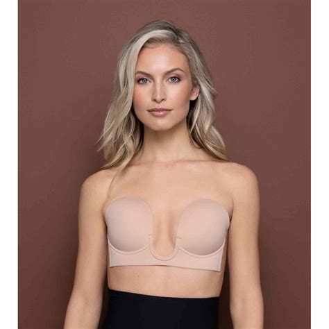 soutien gorge bandeau adhésif dos nu et décolleté plongeant chair bye bra lemon curve