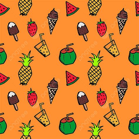 Summer Trendy Seamless Hand Drawn Doodle Collections Pattern Summer