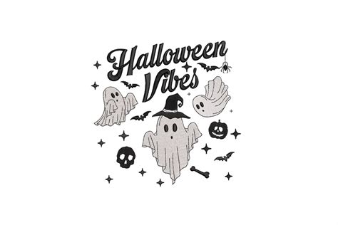 Halloween Vibes Machine Embroidery Design 4 Sizes Spooky Season