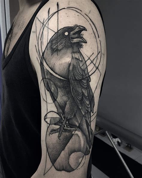 Crow Geometric Tattoo By Daniel Rozo Tatuaje Blackwork