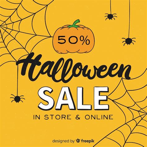 Halloween Sales Background Hand Drawn Style Vector Free Download