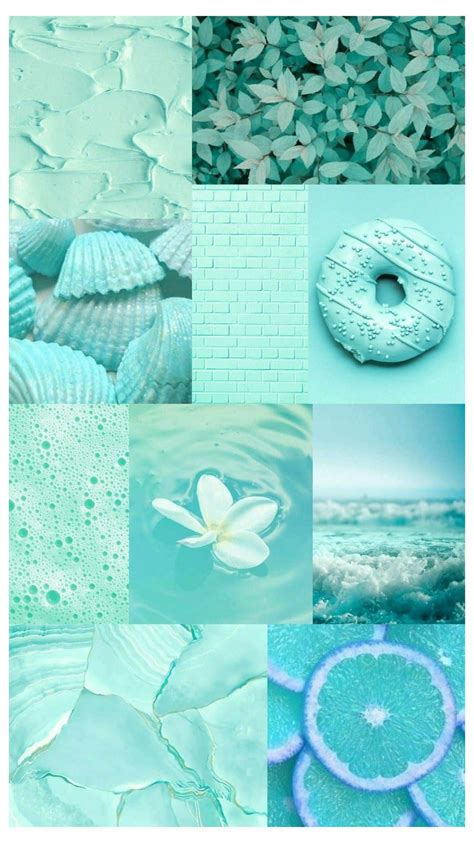 Download Blue Green Aesthetic Collage Donut Lemon Slice Wallpaper