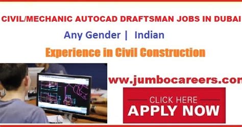 Civil Mechanic Autocad Draftsman Jobs In Dubai