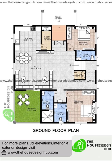 X Ft Bhk Duplex House Plan In Sq Ft The House Design Hub