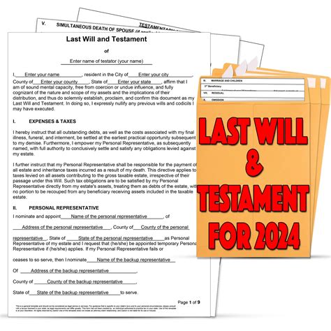 Mua 2024 Last Will And Testament Kit Blank Legal Last Will Testament
