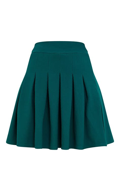 Dark Green Pleated Side Split Tennis Skirt Prettylittlething Ca