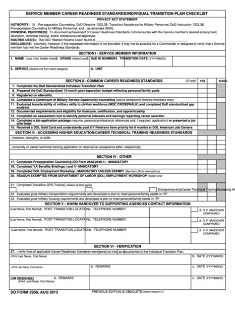 Top Dd Form 2958 Templates Free To Download In Pdf Format