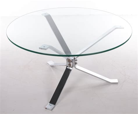 Chrome Coffee Table With Thick Glass Top Round 1970s 165669