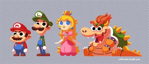 Mario Luigi Princess Peach And Bowser By Justin Chan Art