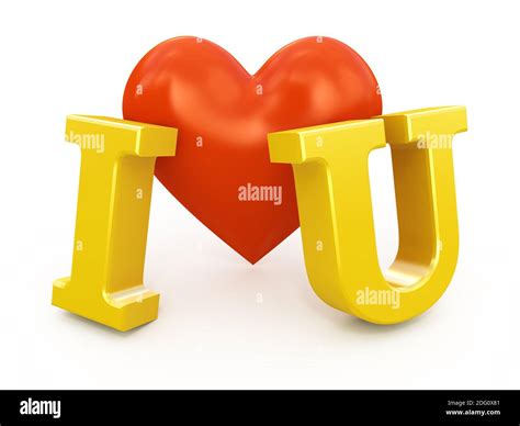 Red Heart With I Love You Sign Isolated On White Stock Photo Alamy