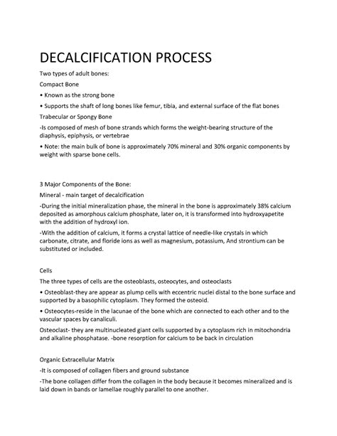 Decalcification Process Lecturenotes3 Decalcification Process Two