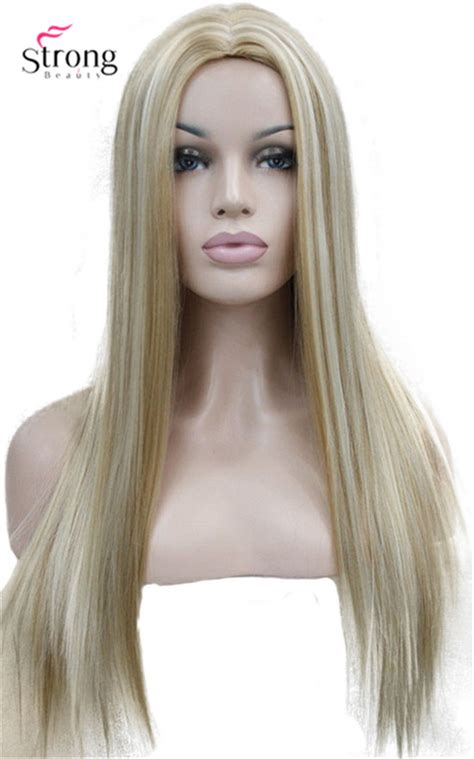 Buy Long Straight Blonde Highlighted Hair Wig Center