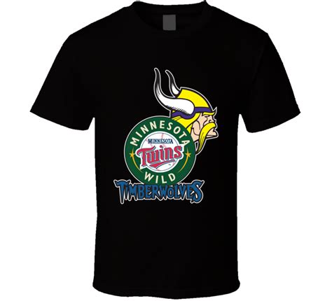 Minnesota Pro Sports Teams Logo Mashup City Fan T Shirt Pilihax