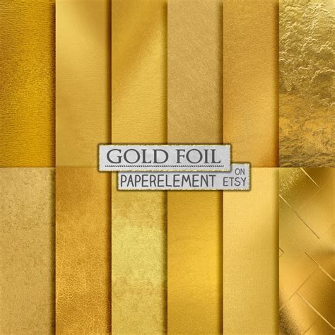 Gold Foil Digital Paper Metallic Golden Background Textures Etsy