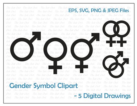 Gender Symbols Clipart Vector Set Downloadable Clipart Etsy
