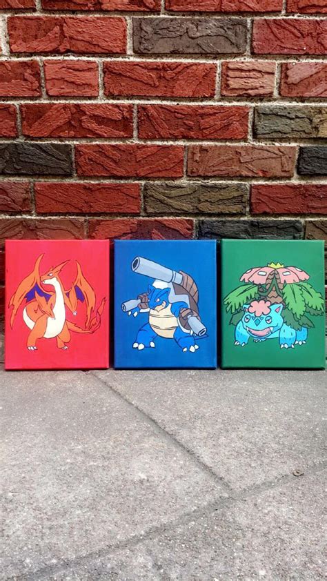 Evoluci N Final Pokemon Lienzo Enmarcado Pintado A Mano Etsy