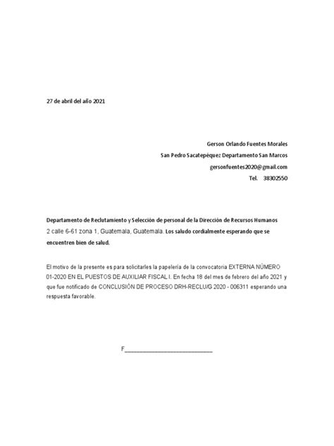 Solicitud Retiro De Papeleria Pdf