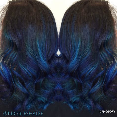 Blue Color Melt Blue Hair Ombre Medium Length Hair Beach Waves