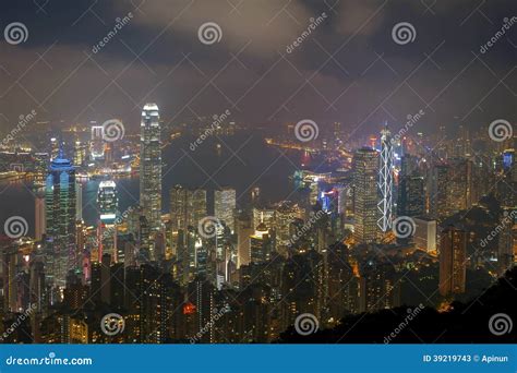 Hong Kong Night View From Victoria Harbour Stock Image Image Of
