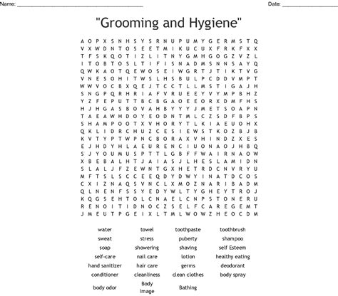 Personal Hygiene Word Search Wordmint