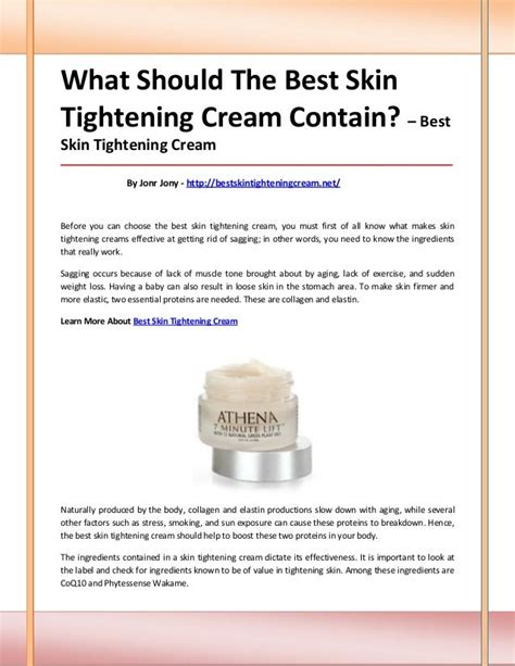 Best Skin Tightening Cream