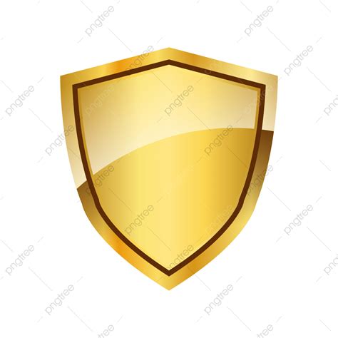 Golden Shield Badge Png Image Premium Golden Metallic Security Shield