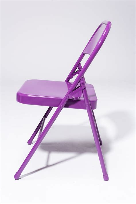 Folding chair covers elegantly answer the planner's woe of how to cover folding chairs inexpensively. CH597 Purple Folding Chair Prop Rental | ACME Brooklyn